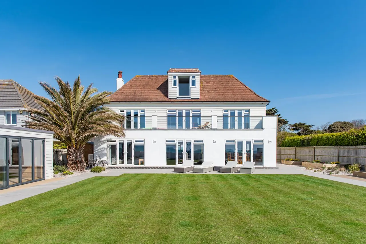 The back of Sun Beach House from the lawn